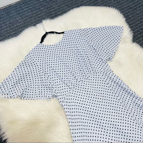 Who What Wear Blue Polkadots Flutter Sleeve Midi Dress Size S - Picture 9 of 12